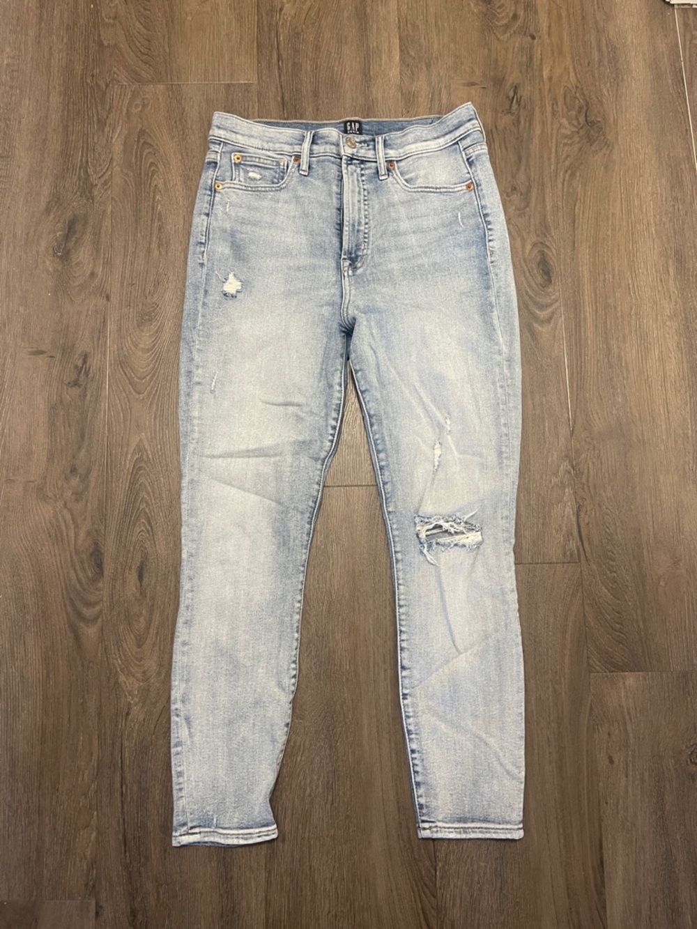 GAP Light Wash Distressed High-Rise Skinny Jeans